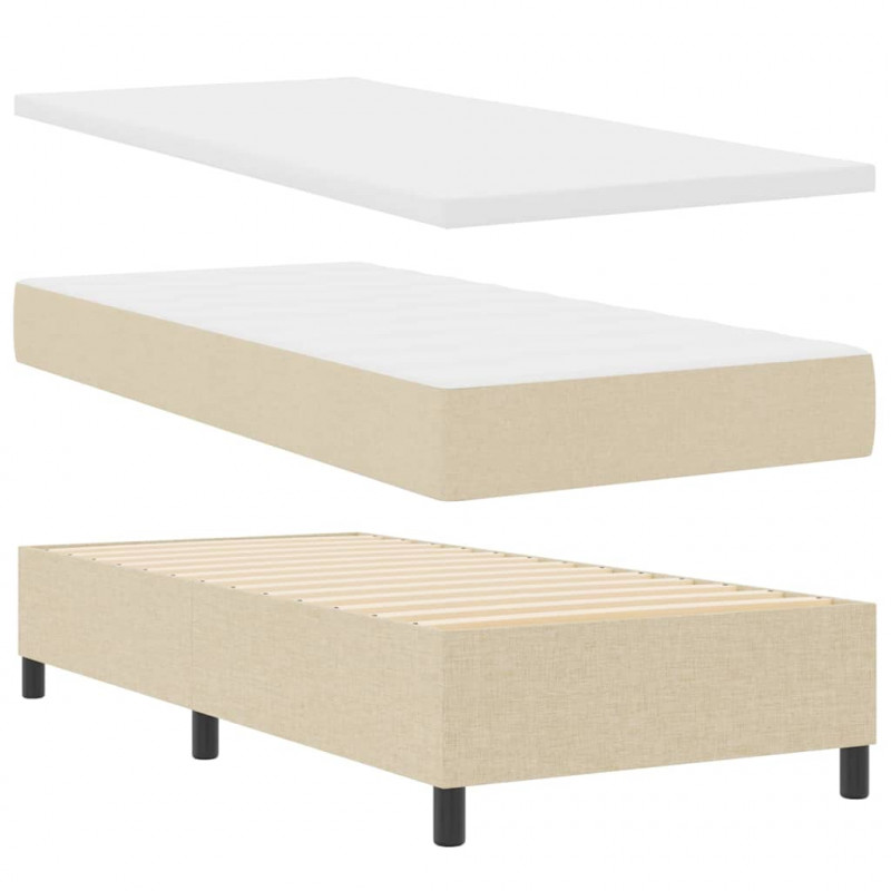 Łóżko sprężynowe z materacem z LED Kremowy 90 x 200 cm tkanina