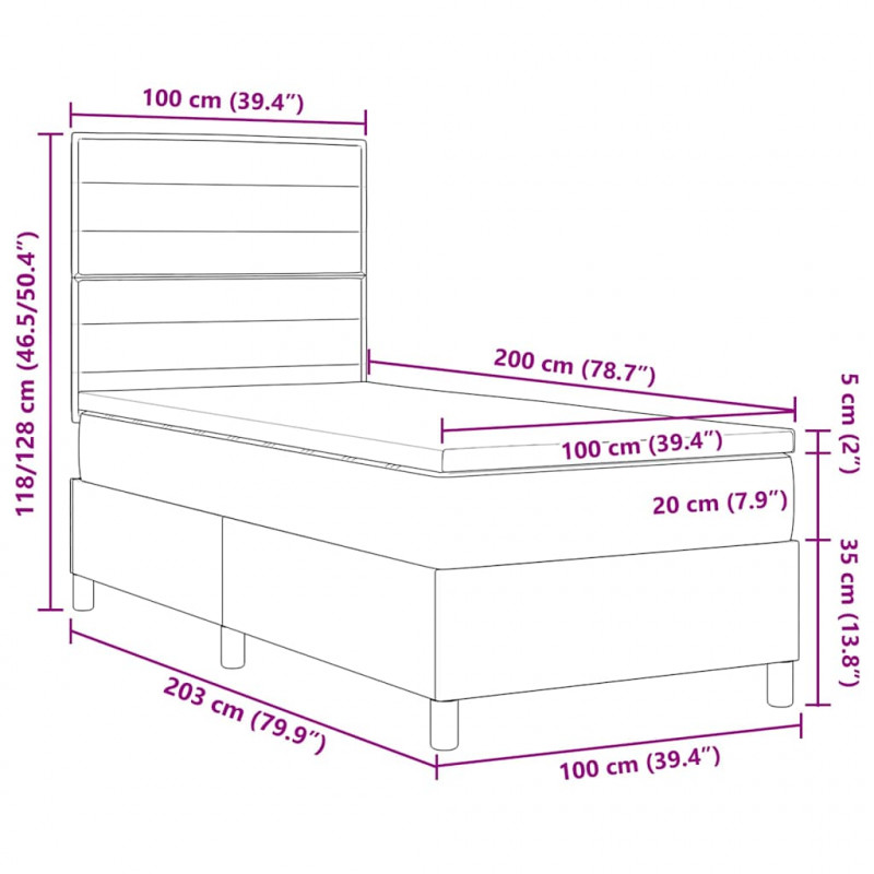 Łóżko sprężynowe z materacem Niebieski 100 x 200 cm tkanina