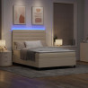 Łóżko sprężynowe z materacem z LED Kremowy 140 x 190 cm tkanina