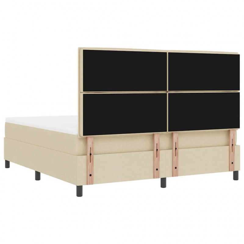 Łóżko sprężynowe z materacem z LED Kremowy 180 x 200 cm tkanina