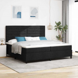 Łóżko sprężynowe z materacem z LED Czarny 200 x 200 cm tkanina