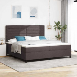 Łóżko sprężynowe z materacem ciemnobrązowy 200 x 200 cm tkanina