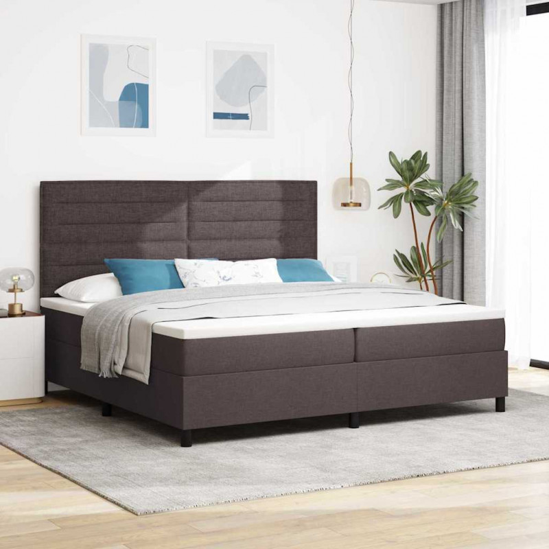 Łóżko sprężynowe z materacem ciemnobrązowy 200 x 200 cm tkanina