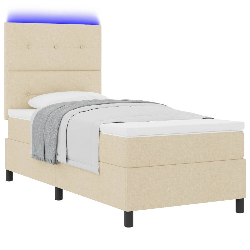 Łóżko sprężynowe z materacem z LED Kremowy 80 x 200 cm tkanina