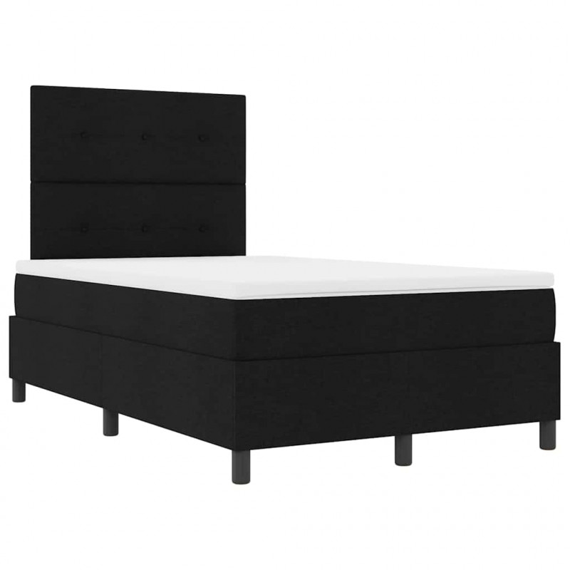 Łóżko sprężynowe z materacem z LED Czarny 120 x 190 cm tkanina