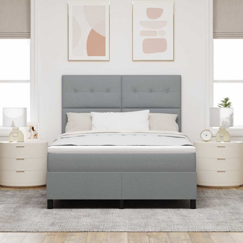 Łóżko sprężynowe z materacem Jasnoszary 140 x 200 cm tkanina