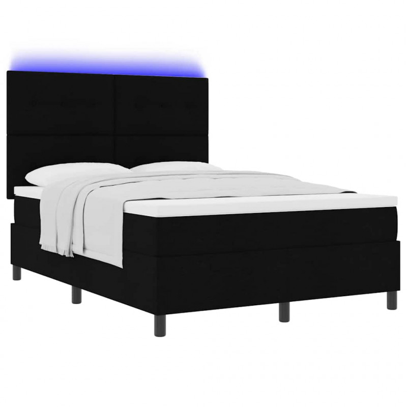 Łóżko sprężynowe z materacem z LED Czarny 160 x 200 cm tkanina