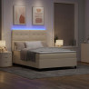 Łóżko sprężynowe z materacem z LED Kremowy 160 x 200 cm tkanina