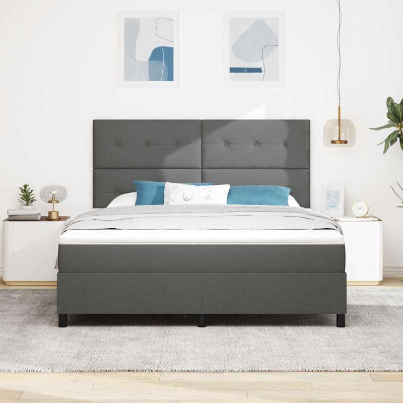 Łóżko sprężynowe z materacem ciemno szary 180 x 200 cm tkanina
