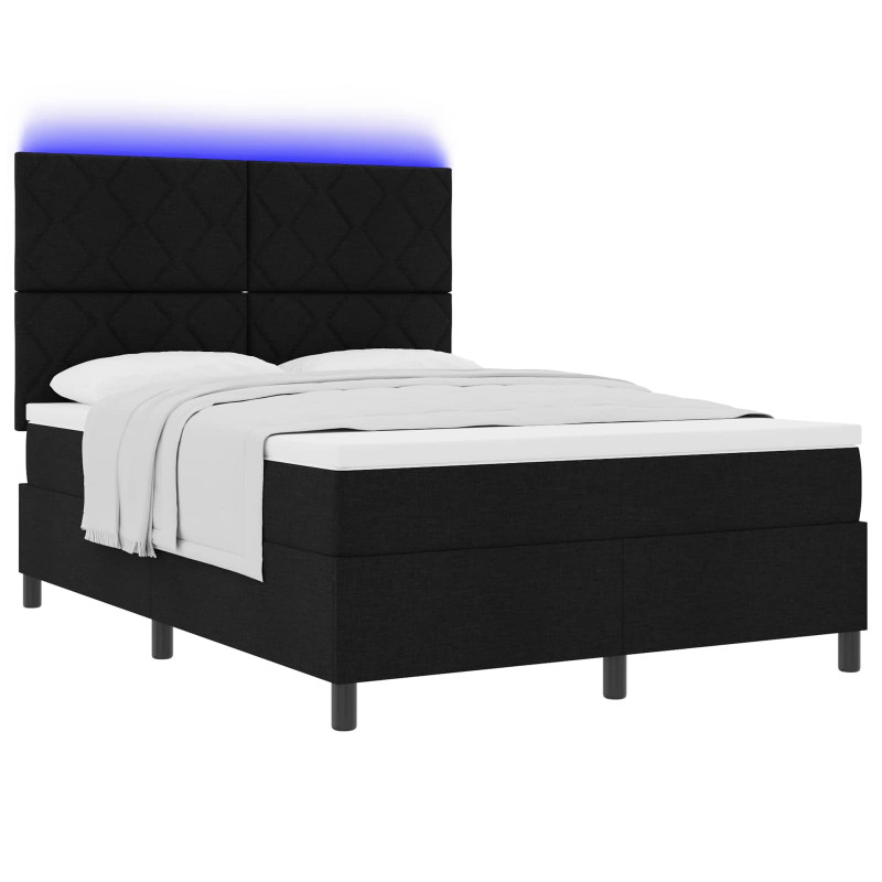 Łóżko sprężynowe z materacem z LED Czarny 160 x 200 cm tkanina