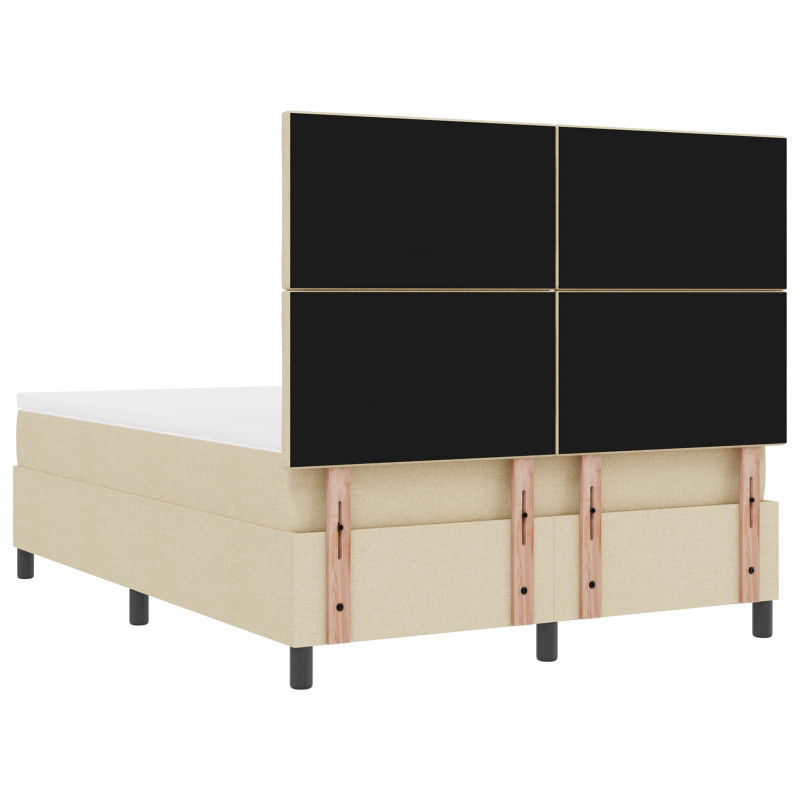 Łóżko sprężynowe z materacem z LED Kremowy 160 x 200 cm tkanina