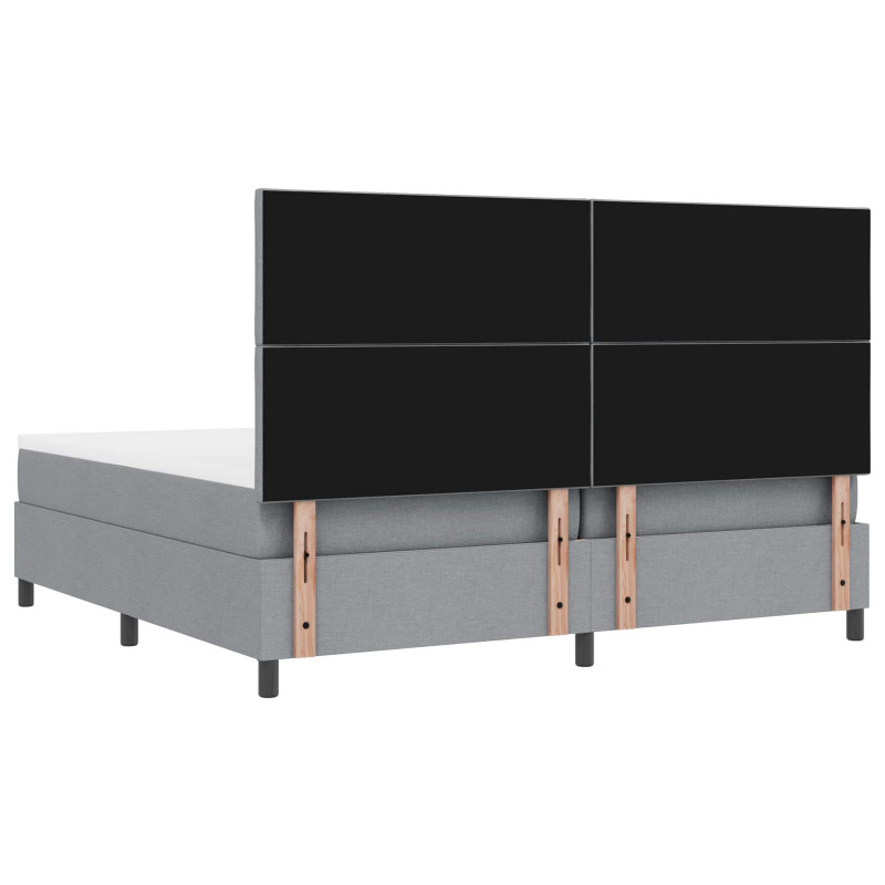 Łóżko sprężynowe z materacem Jasnoszary 200 x 200 cm tkanina