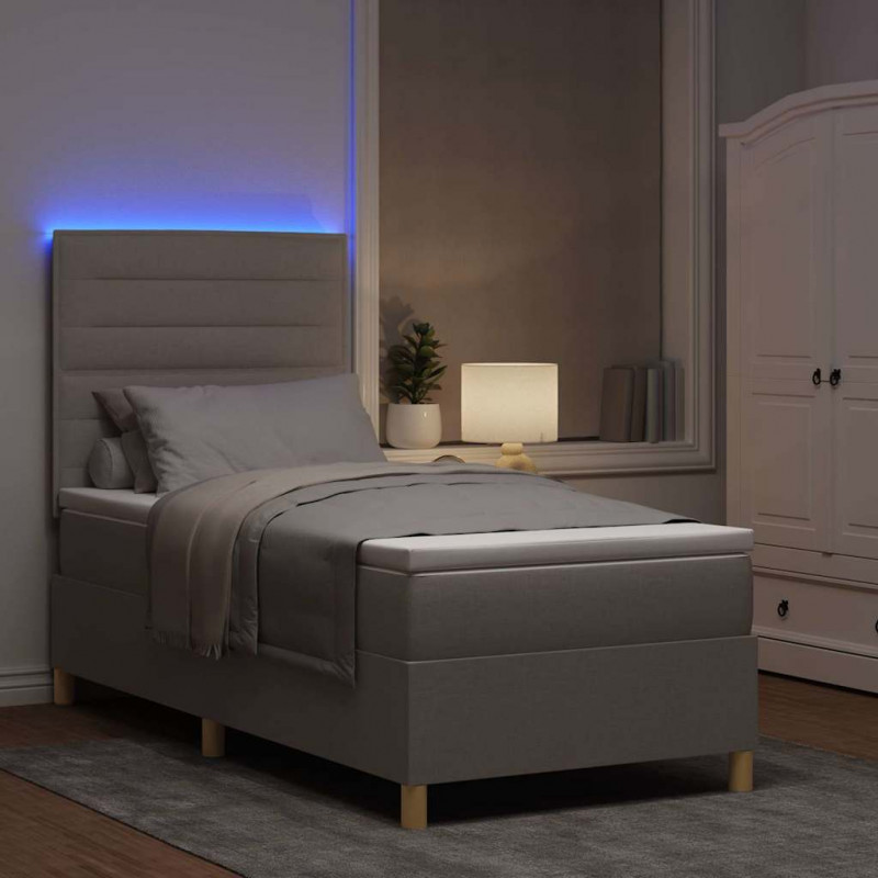 Łóżko z sprężyną LED Ciemnoszary 80 x 200 cm tkanina