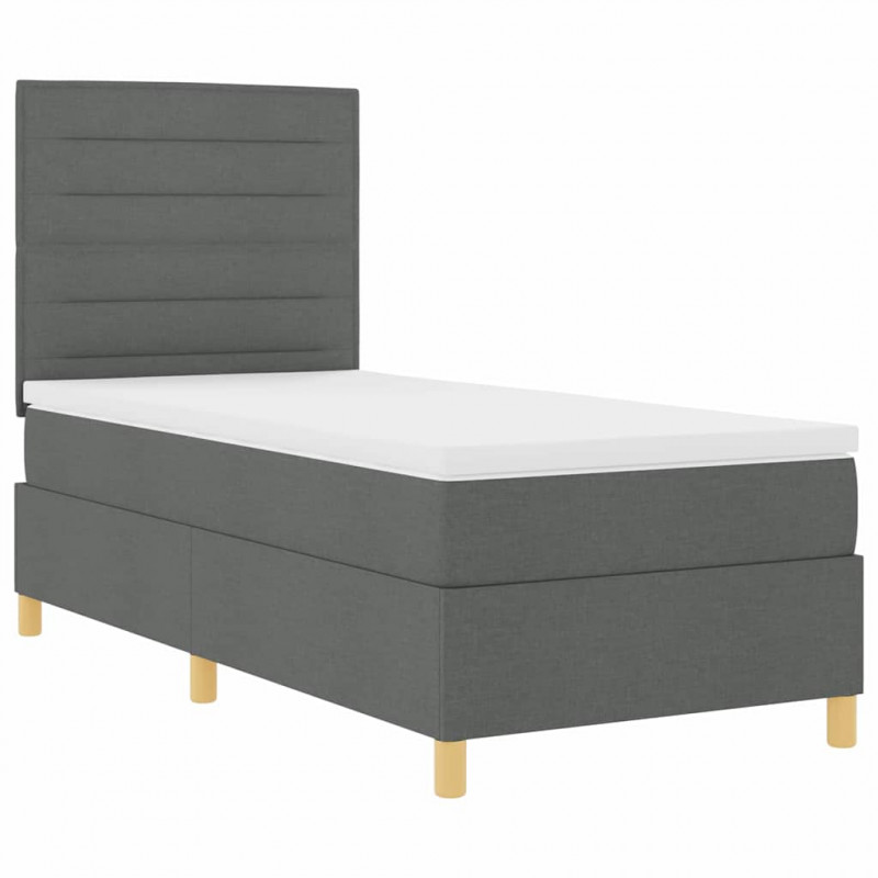 Łóżko z sprężyną LED Ciemnoszary 90 x 190 cm tkanina