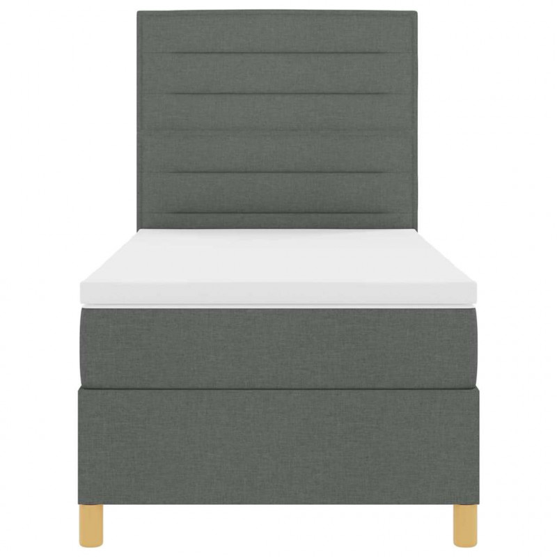 Łóżko z sprężyną LED Ciemnoszary 90 x 190 cm tkanina