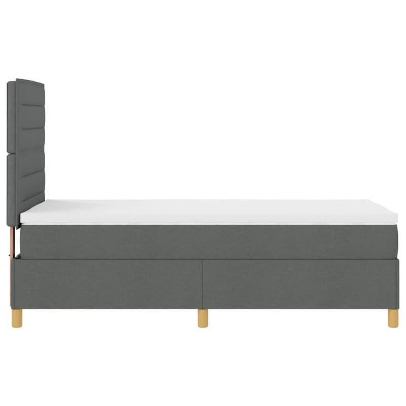 Łóżko z sprężyną LED Ciemnoszary 90 x 190 cm tkanina