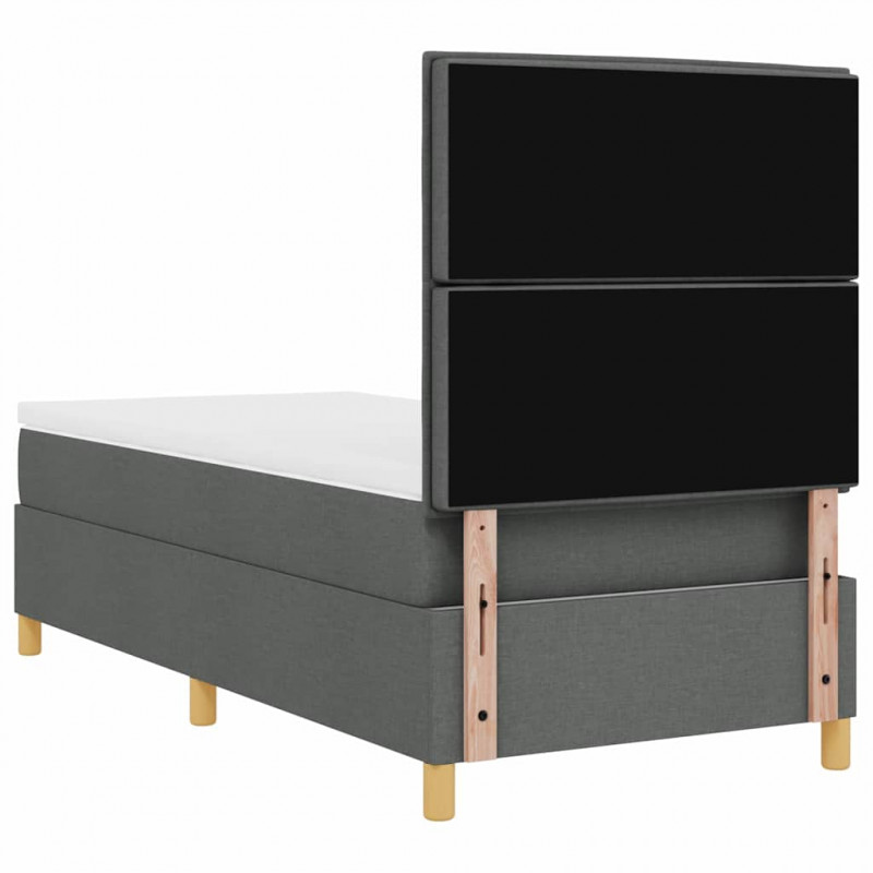 Łóżko z sprężyną LED Ciemnoszary 90 x 190 cm tkanina