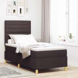 Łóżko z sprężyną LED Ciemny brąz 90 x 190 cm tkanina