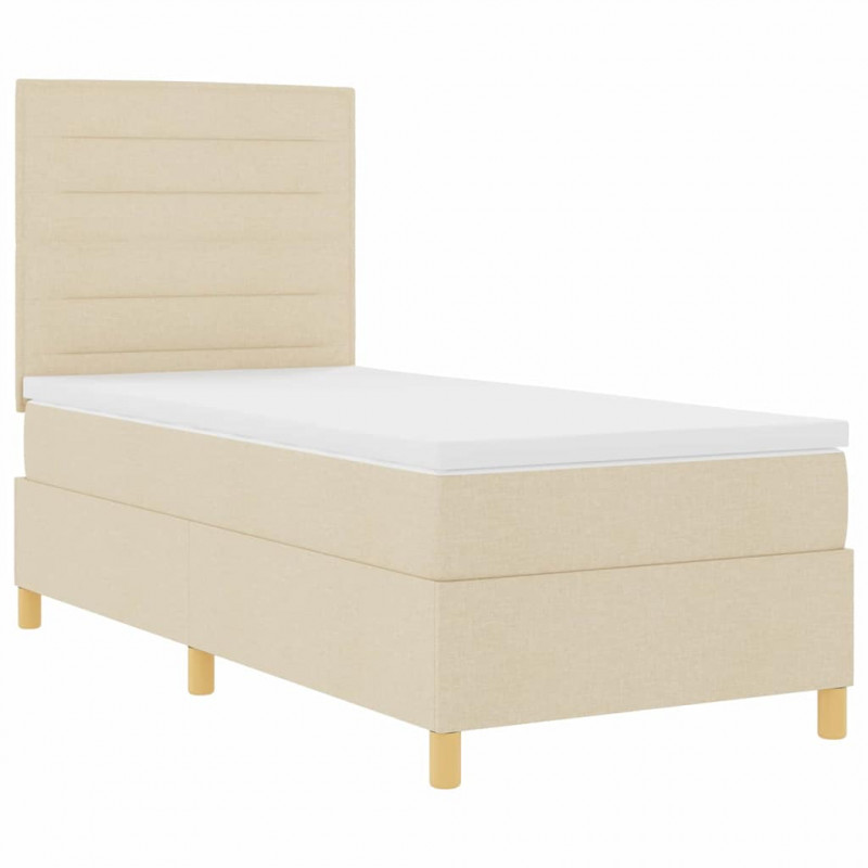 Łóżko z sprężyną LED z materacem Kremowy 90 x 190 cm tkanina