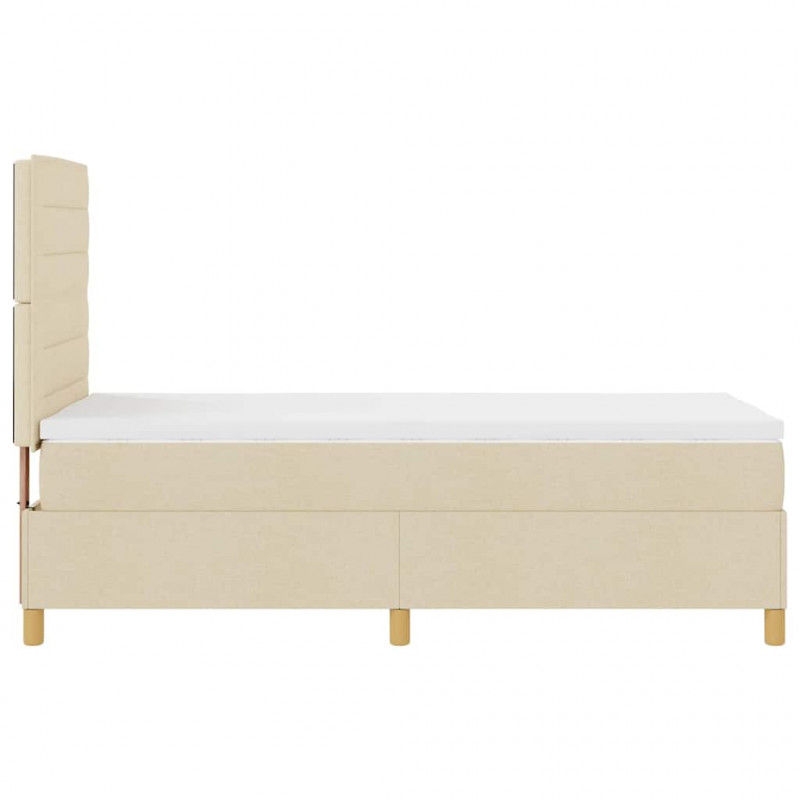 Łóżko z sprężyną LED z materacem Kremowy 90 x 190 cm tkanina