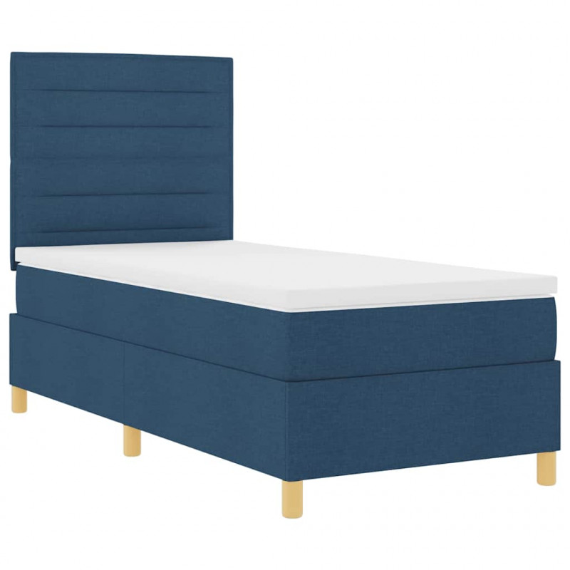 Łóżko z sprężyną LED z materacem Niebieski 90 x 190 cm tkanina