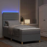 Łóżko z sprężyną LED z materacem Jasnoszary 90 x 200 cm tkanina