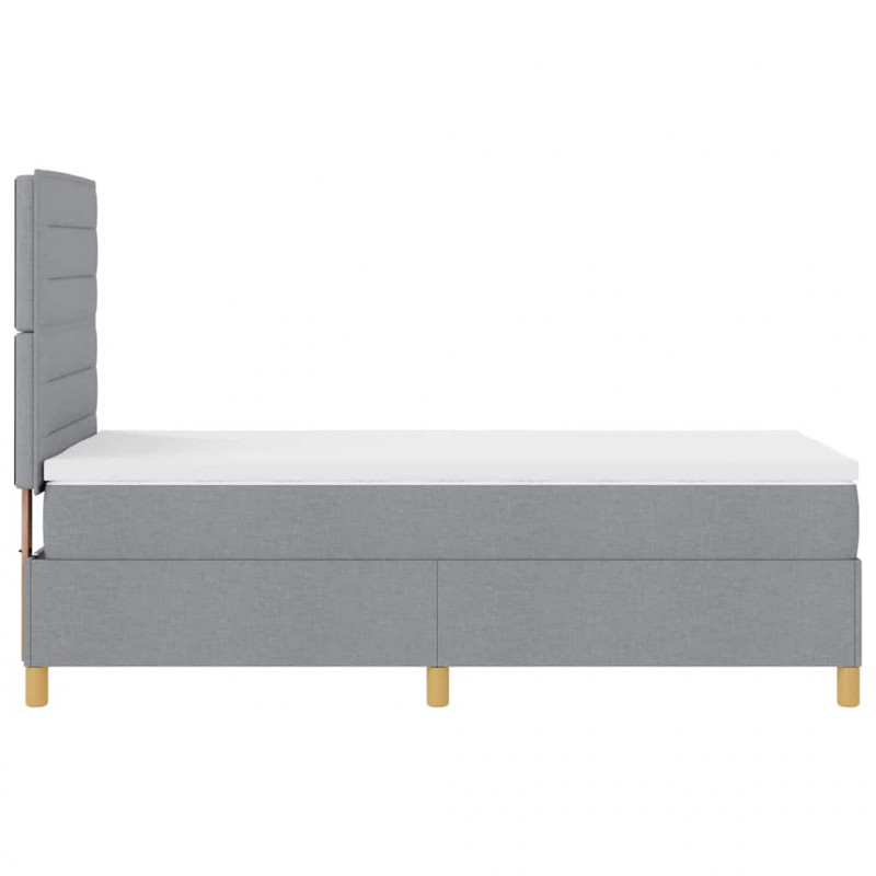 Łóżko z sprężyną LED z materacem Jasnoszary 90 x 200 cm tkanina