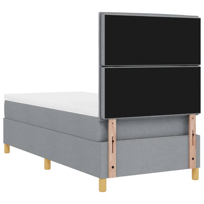 Łóżko z sprężyną LED z materacem Jasnoszary 90 x 200 cm tkanina