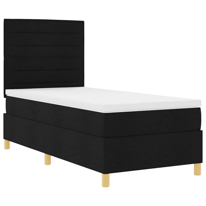 Łóżko z sprężyną LED z materacem Czarny 90 x 200 cm tkanina