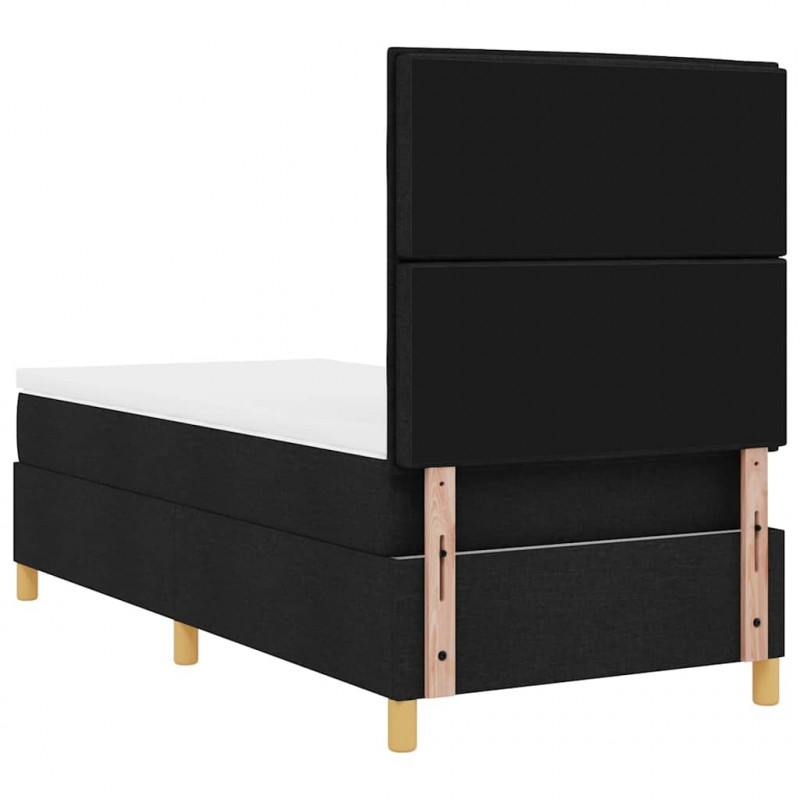 Łóżko z sprężyną LED z materacem Czarny 90 x 200 cm tkanina