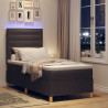 Łóżko z sprężyną LED Ciemny brąz 90 x 200 cm tkanina