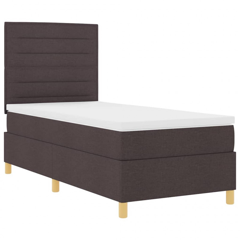 Łóżko z sprężyną LED Ciemny brąz 90 x 200 cm tkanina