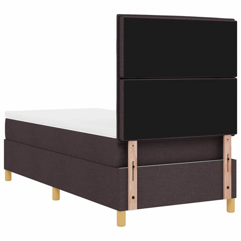 Łóżko z sprężyną LED Ciemny brąz 90 x 200 cm tkanina