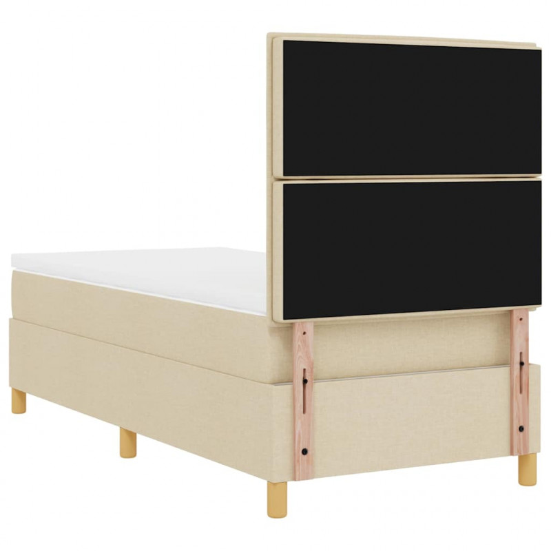 Łóżko z sprężyną LED z materacem Kremowy 90 x 200 cm tkanina