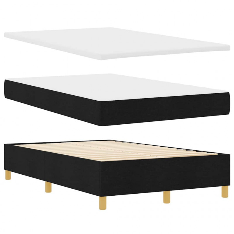 Łóżko z sprężyną LED z materacem Czarny 120 x 190 cm tkanina