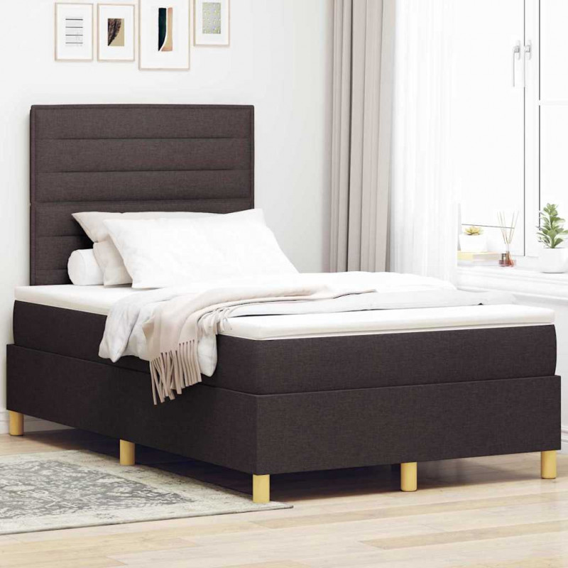 Łóżko z sprężyną LED Ciemny brąz 120 x 190 cm tkanina