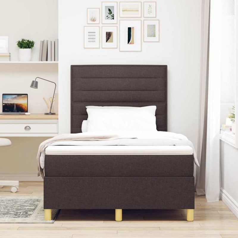 Łóżko z sprężyną LED Ciemny brąz 120 x 190 cm tkanina