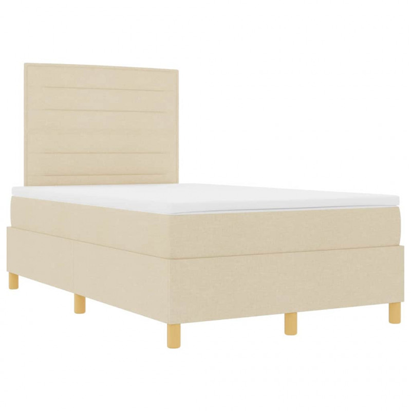 Łóżko z sprężyną LED z materacem Kremowy 120 x 190 cm tkanina