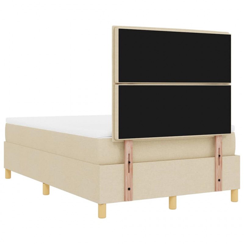 Łóżko z sprężyną LED z materacem Kremowy 120 x 190 cm tkanina