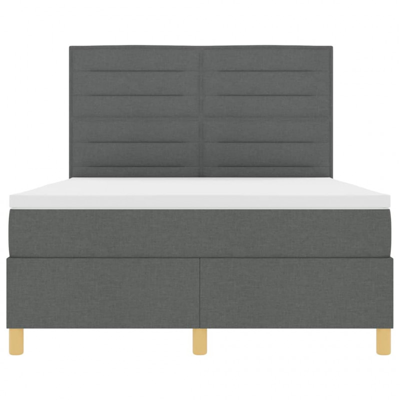 Łóżko z sprężyną LED Ciemnoszary 140 x 190 cm tkanina