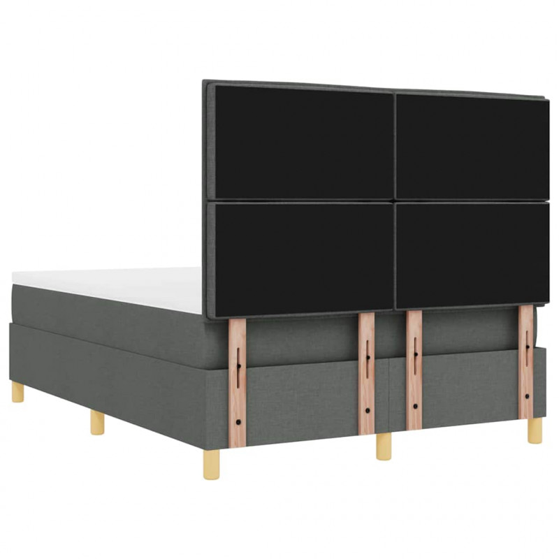 Łóżko z sprężyną LED Ciemnoszary 140 x 190 cm tkanina