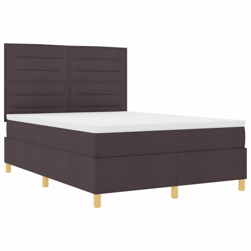 Łóżko z sprężyną LED Ciemny brąz 140 x 190 cm tkanina