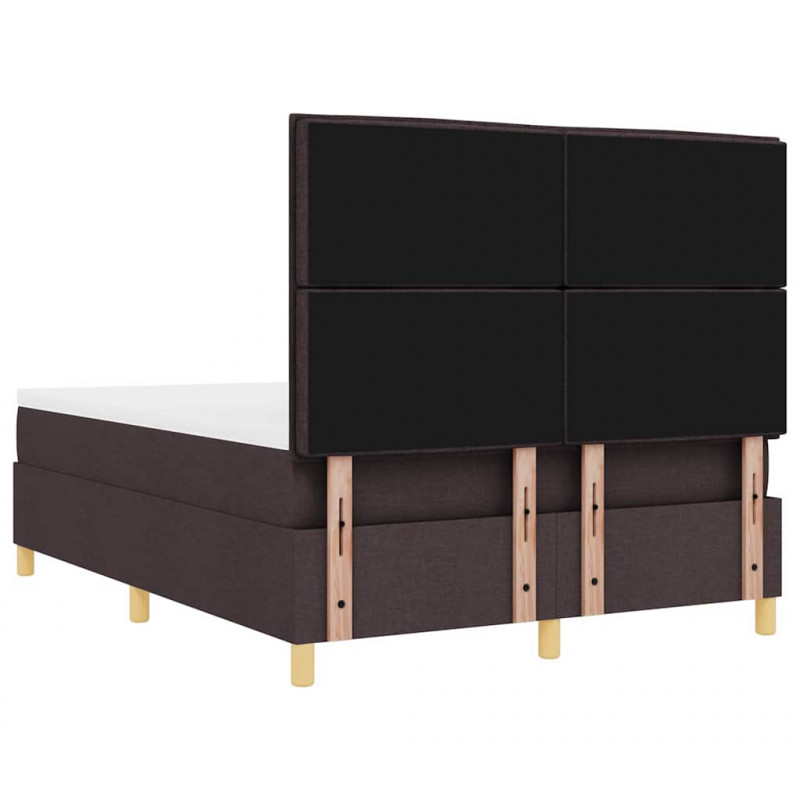 Łóżko z sprężyną LED Ciemny brąz 140 x 190 cm tkanina
