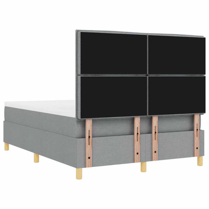 Łóżko z sprężyną LED Jasnoszary 140 x 200 cm tkanina