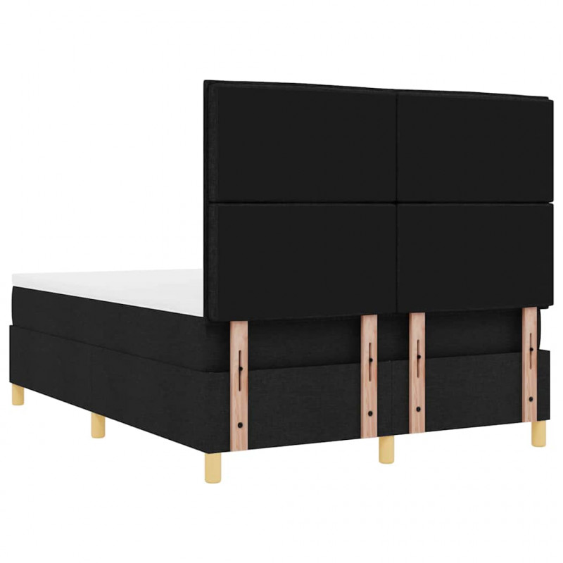 Łóżko z sprężyną LED z materacem Czarny 160 x 200 cm tkanina