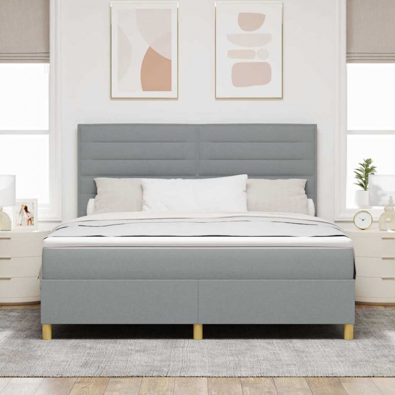 Łóżko z sprężyną LED Jasnoszary 180 x 200 cm tkanina