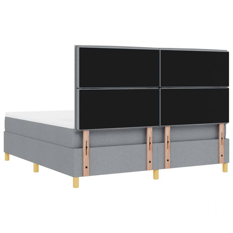 Łóżko z sprężyną LED Jasnoszary 180 x 200 cm tkanina