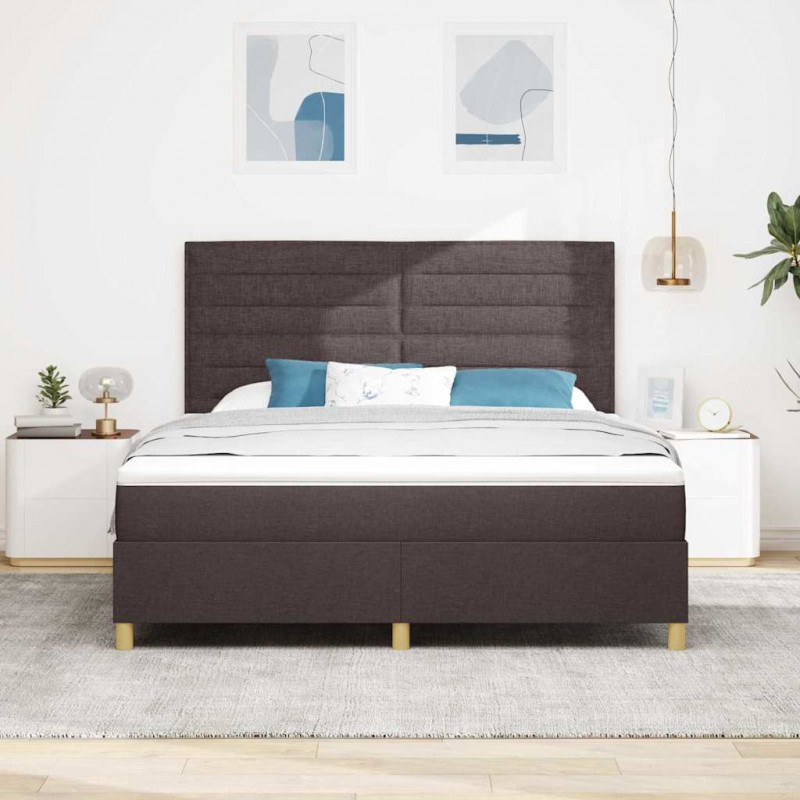 Łóżko z sprężyną LED Ciemny brąz 180 x 200 cm tkanina