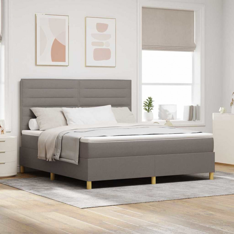 Łóżko z sprężyną LED Ciemnoszary 180 x 200 cm tkanina