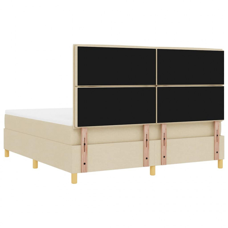 Łóżko z sprężyną LED z materacem Kremowy 180 x 200 cm tkanina